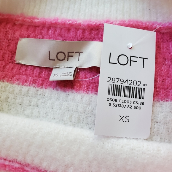 NWT LOFT Stripe Textured Shirttail Sweater - Picture 6 of 7